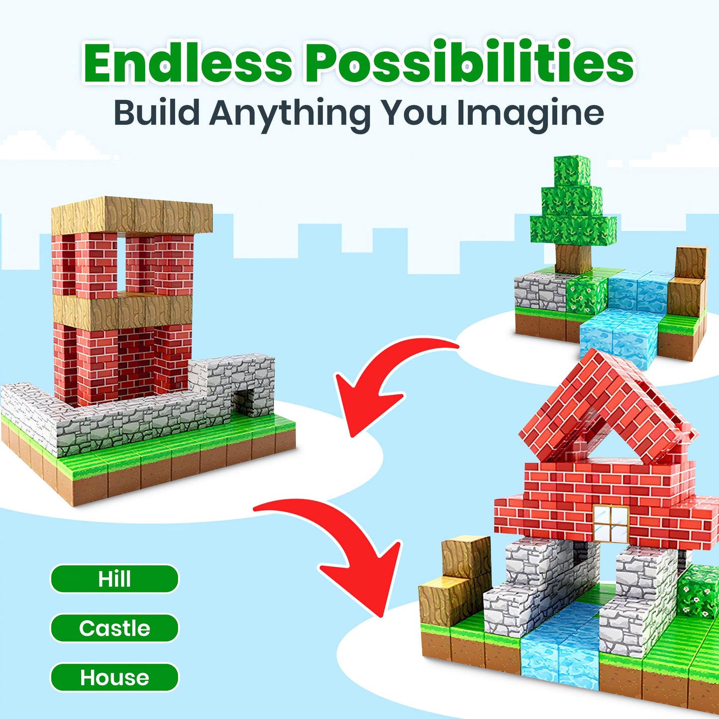100 pcs Magnetic BuildiBlocks Adventure Set